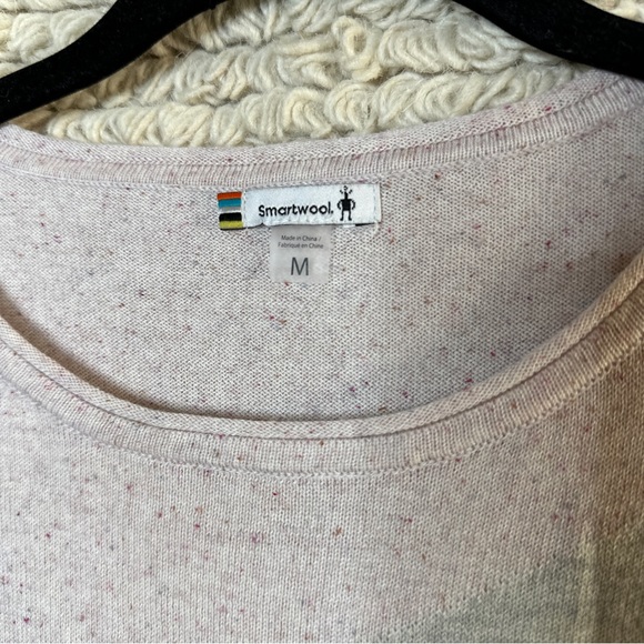 SMARTWOOL pink and gray color block Shadow Pine crewneck wool sweater M - Picture 4 of 11